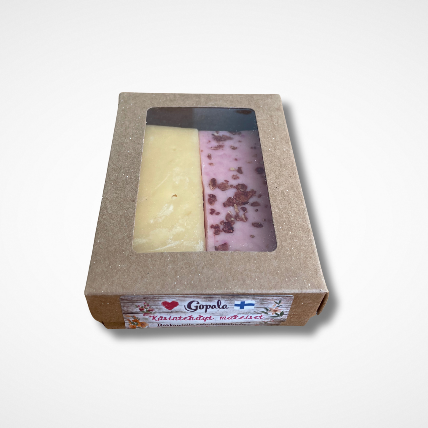 Fudge-boxi 200g, Vaniljainen valkosuklaa ja Mansikka
